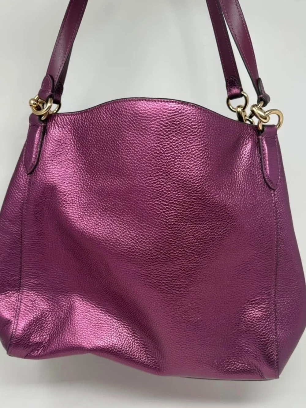 Coach Hadley Hobo — Metallic Berry/Magenta Pebbled Leather